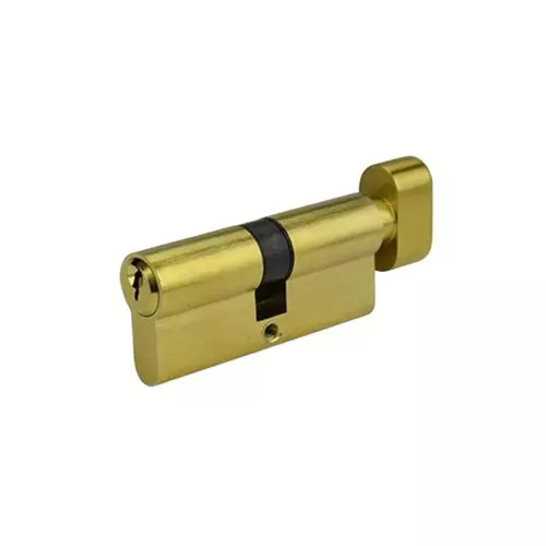 Hettich Euro Profile Cylinder Lock HBCL 60 One Side Knob and One Side Coin Slot Antique Brass Finish 40 mm Door Thickness