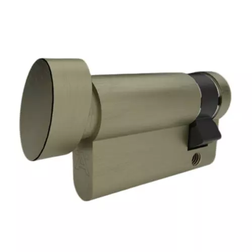 Hafele Brass Single Cylinder Lock with Knob Thumb Turn (Without Key) Euro Profile 35+10 mm Size Antique Brass Matte Finish, 916.88.880
