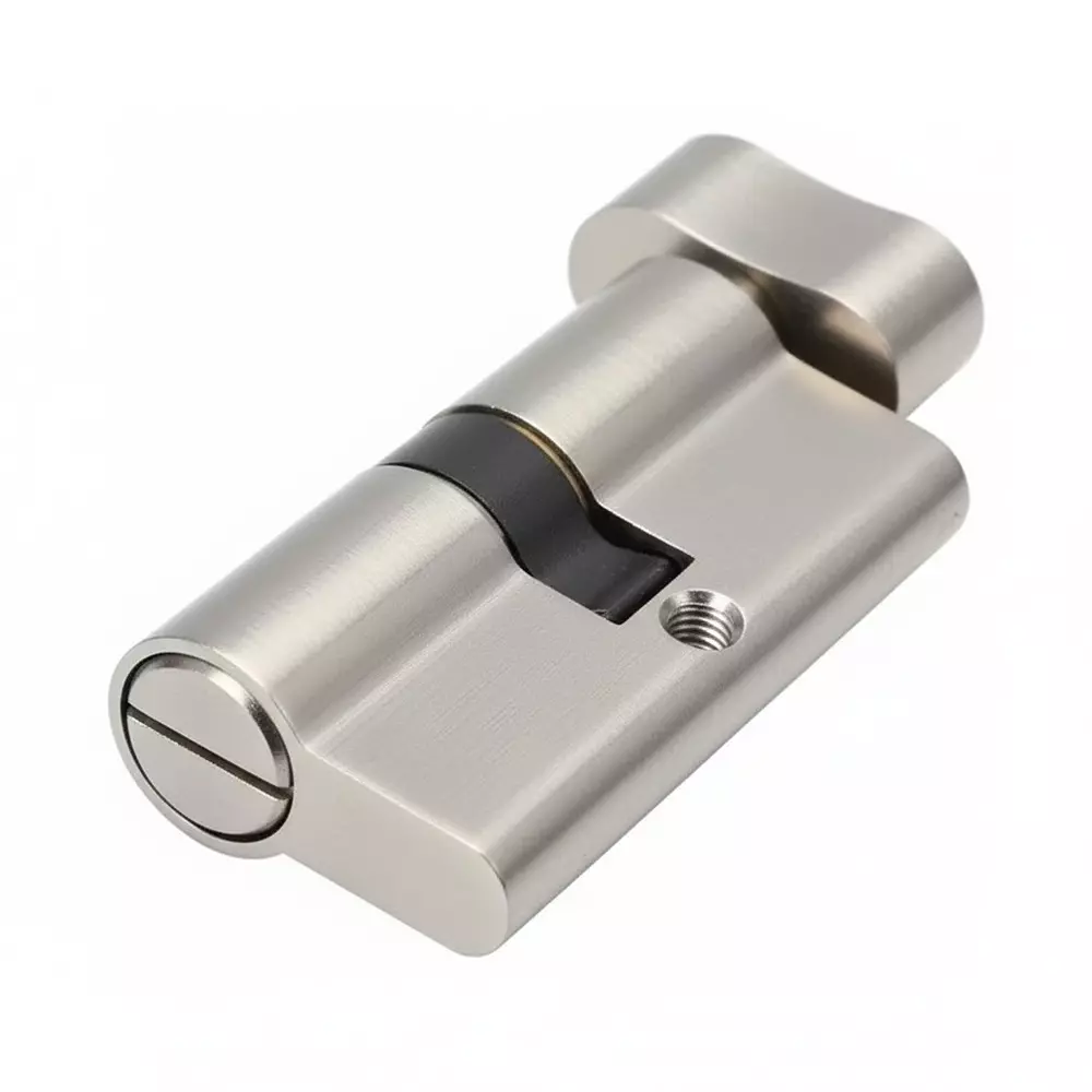 Ebco Mortise Door Lock Cylinder Brass Zen - 60 Coin x Knob Type Brushed Nickel Finish and Size 60 mm, MDLCBZ-60-CK-NB