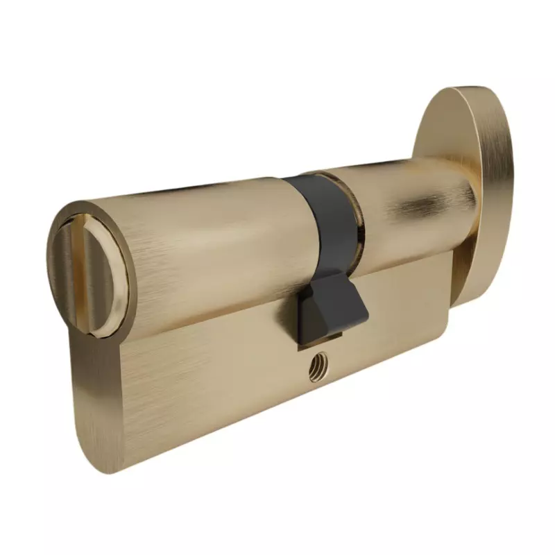 Hafele Brass Privacy Cylinder Lock Thumb Turn Inside + Emergency Release Outside Euro Profile (Without Key) 70 mm Size Antique Brass Matte Finish, 916.88.892