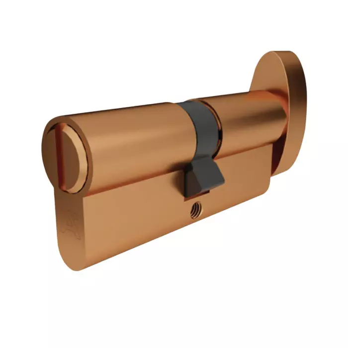 Hafele Brass Privacy Cylinder Lock Thumb Turn Inside + Emergency Release Outside Euro Profile (Without Key) 70 mm Size Rose Gold PVD Finish, 916.88.896