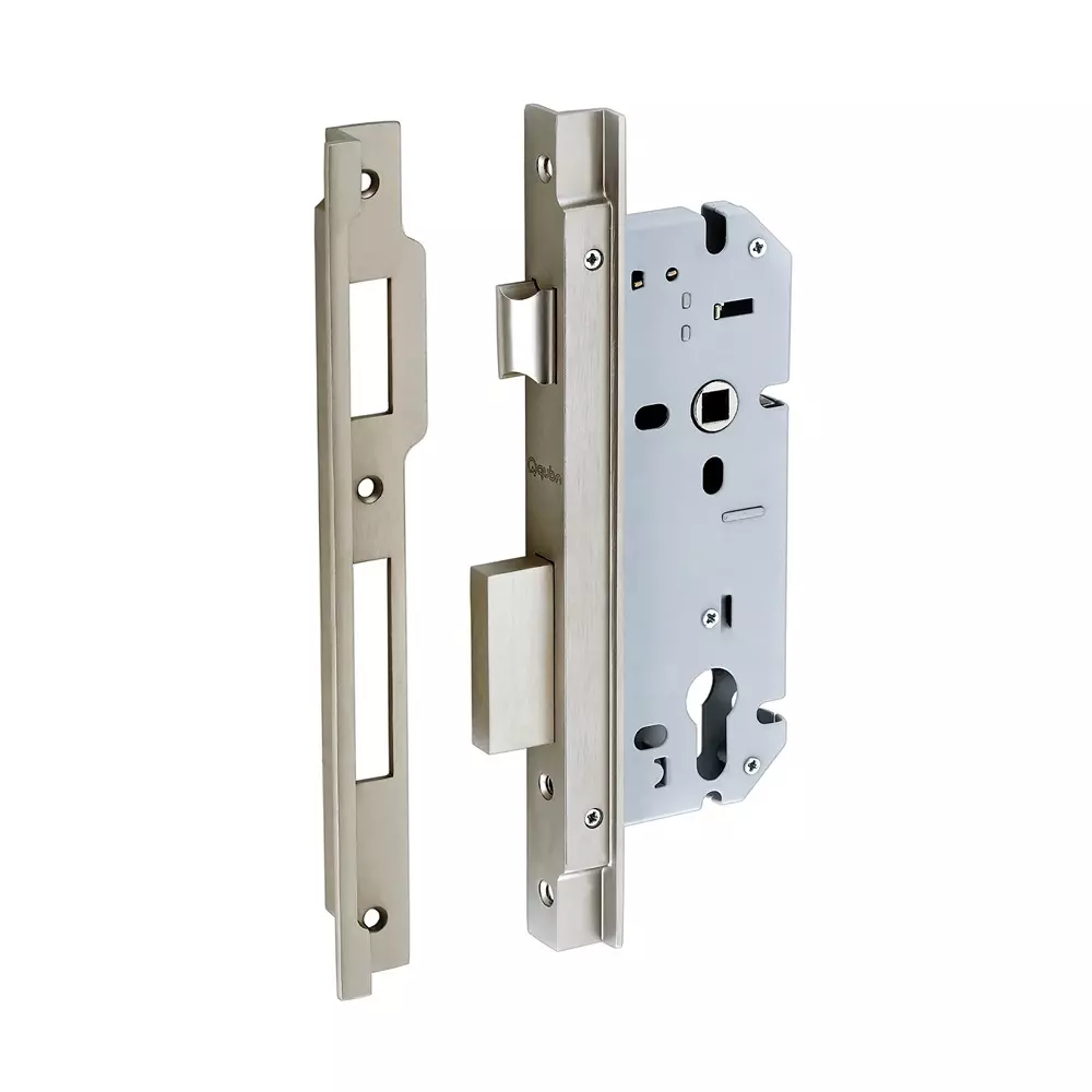 Quba Mortise Double Door Lock Left 50 mm Backset SS Finish, Q 107