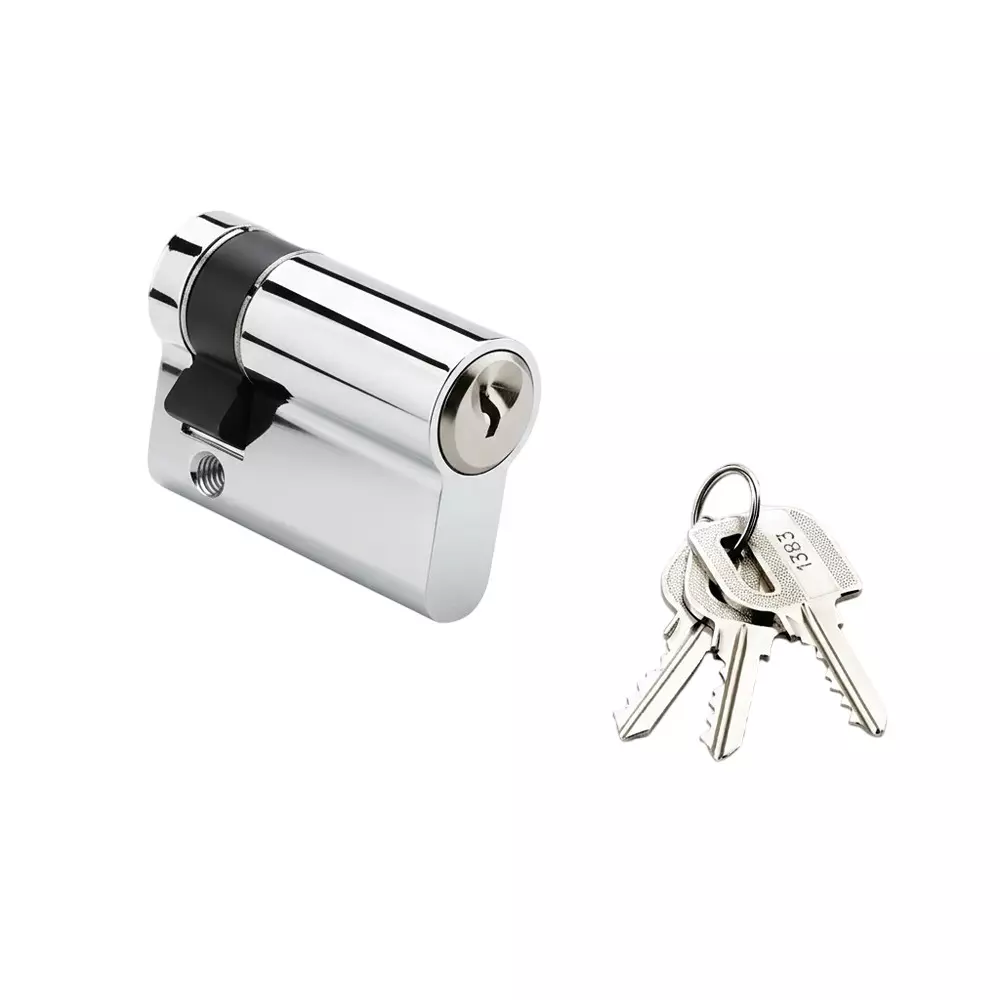 Quba Euro Profile Half Cylinder With Regular Key Brass 35 mm SS Finish, Q HK