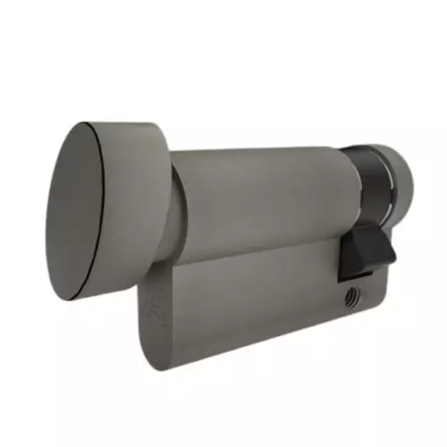 Hafele Brass Single Cylinder Lock with Knob Thumb Turn (Without Key) Euro Profile 40+10 mm Size Nickel Matte Finish, 916.88.882