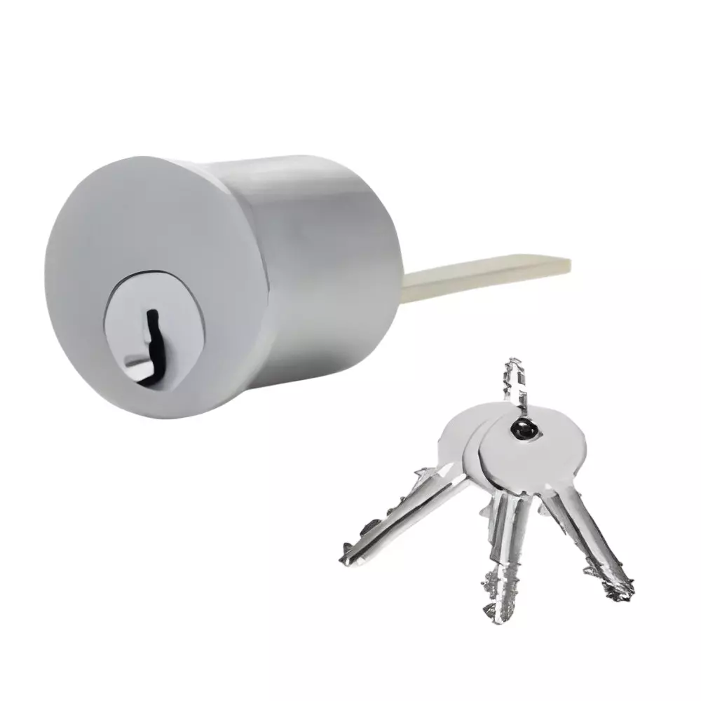 GEZE Cylinder For Exit Door With 3 Keys, 30 mm Diameter, SS Finish and SS + Brass Body, 8115630