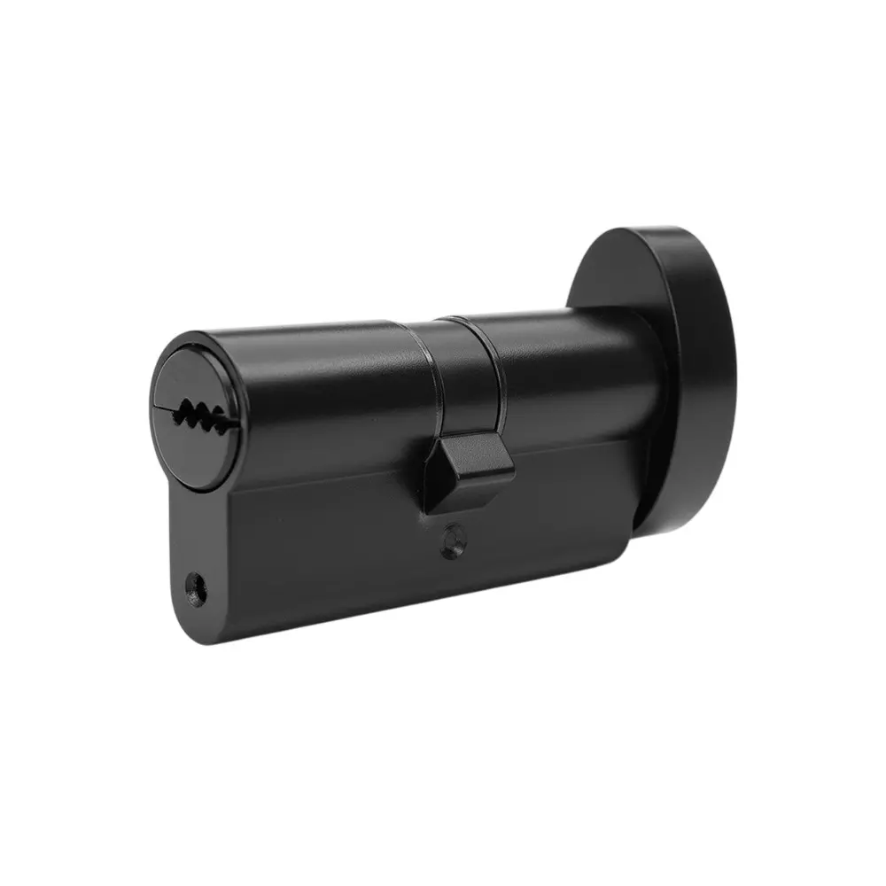 AIDO XL-C Euro Profile Cylinder with Thumbturn and Key Brass 70 mm Glossy Black PVD Finish, XL-C 2615