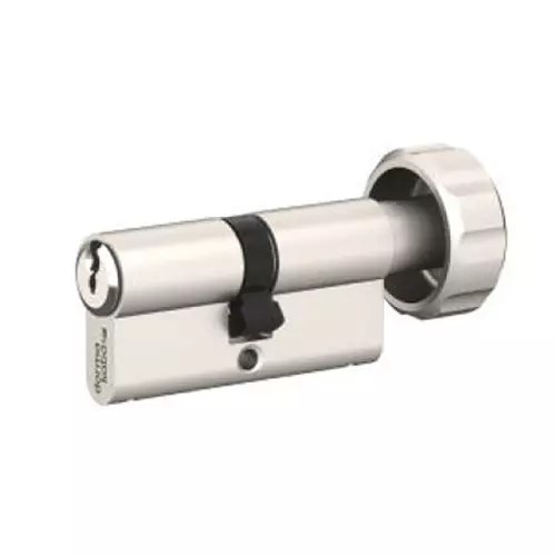 DORMA Euro Profile Cylinder Lock Pextra+ 63 mm (31.5 mm + 31.5 mm) Nickel Plated Key & Thumbturn, 9200579