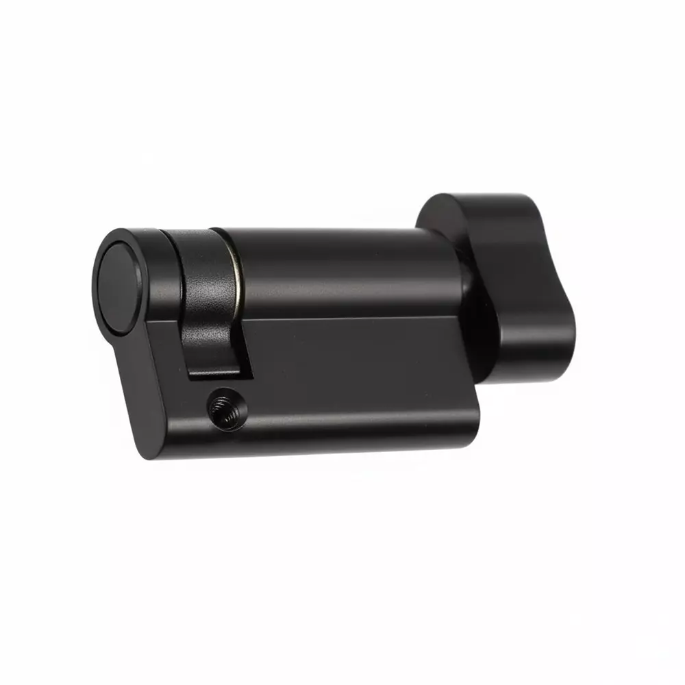 Ebco Mortise Door Lock Half Cylinder Brass Zen - 60 With Knob Matte Black Finish and Size 40 mm (60 mm Half Cylinder), MDLCBZ-60H-BL