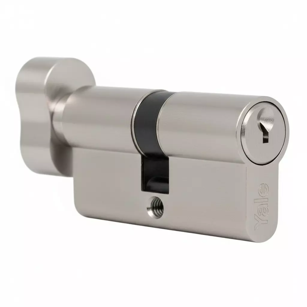 Yale Essential Euro Profile Cylinder 70 mm with Thumbturn Satin Nickel, 70MM-(SN)-TT-Z