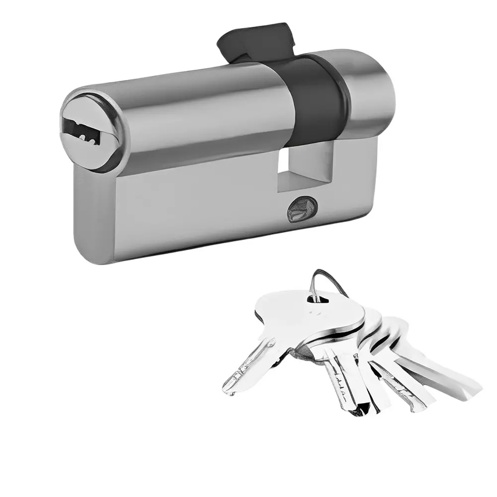 GEZE Euro Profile Cylinder Half Cylinder-Key Type, Size 35 mm + 10 mm, Brass Body and AB, SS Finish With 5 Ultra Keys, 8115311