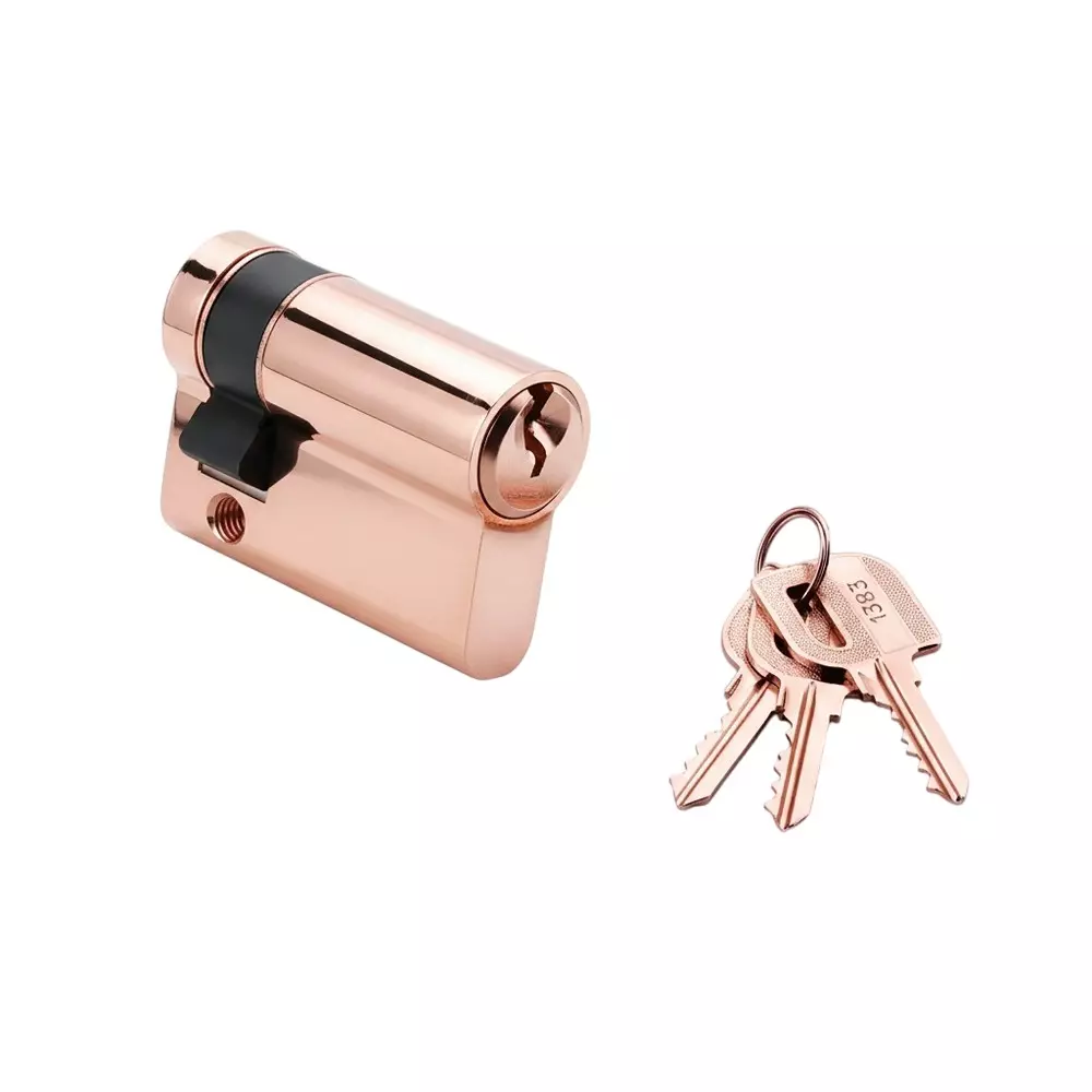 Quba Euro Profile Half Cylinder With Regular Key Brass 40 mm RGPVD Finish, Q HK