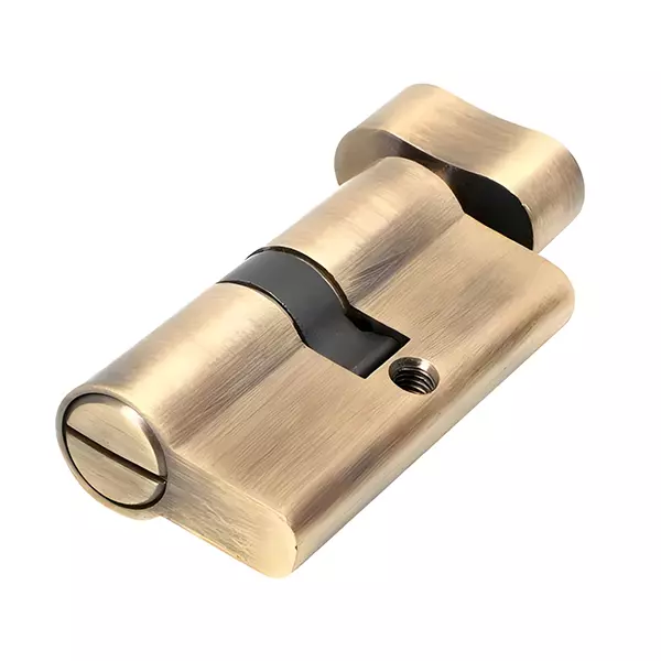 Ebco Mortise Door Lock Cylinder Brass Zen - 60 Coin x Knob Type Antique Brass Finish and Size 60 mm, MDLCBZ-60-CK-AQ