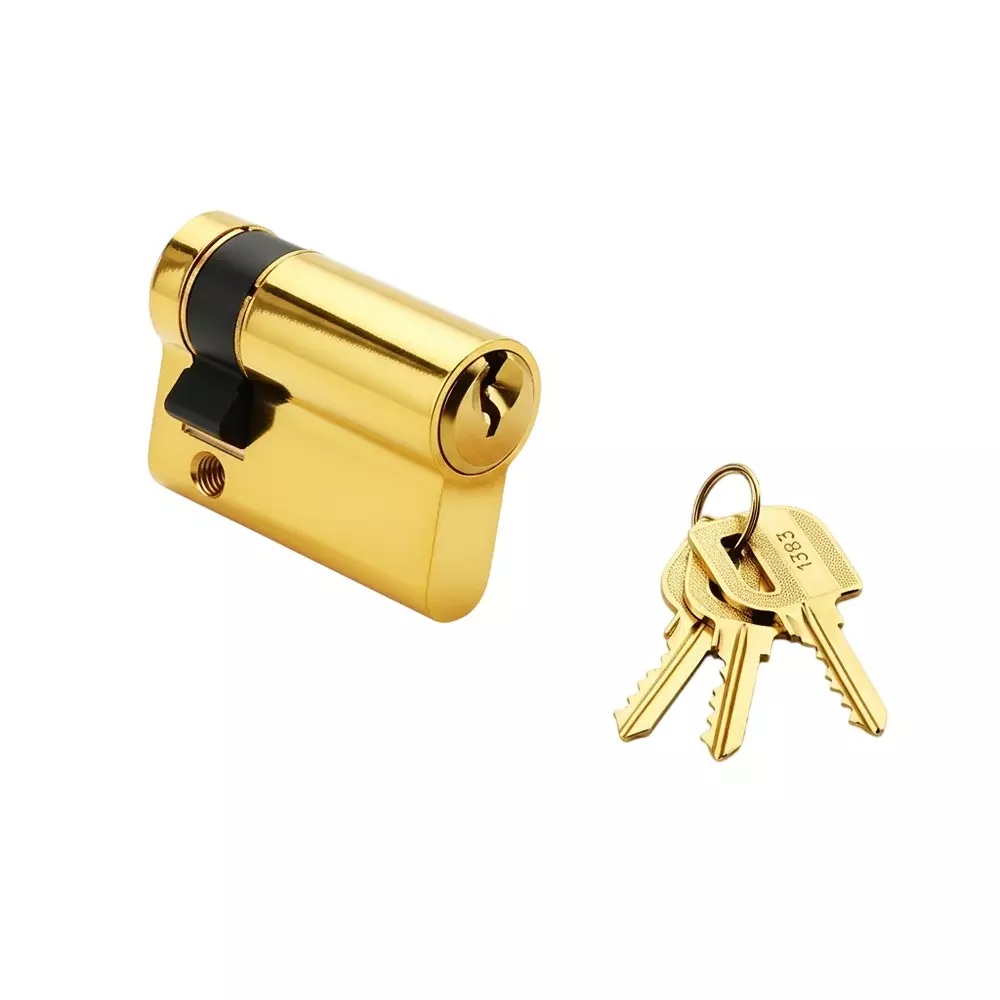 Quba Euro Profile Half Cylinder With Regular Key Brass 45 mm GPVD Finish, Q HK