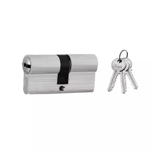 Link Euro Profile Cylinder Lock Regular Keys Both Side Key Zinc Stainless Steel Finish With 3 Keys 62 mm