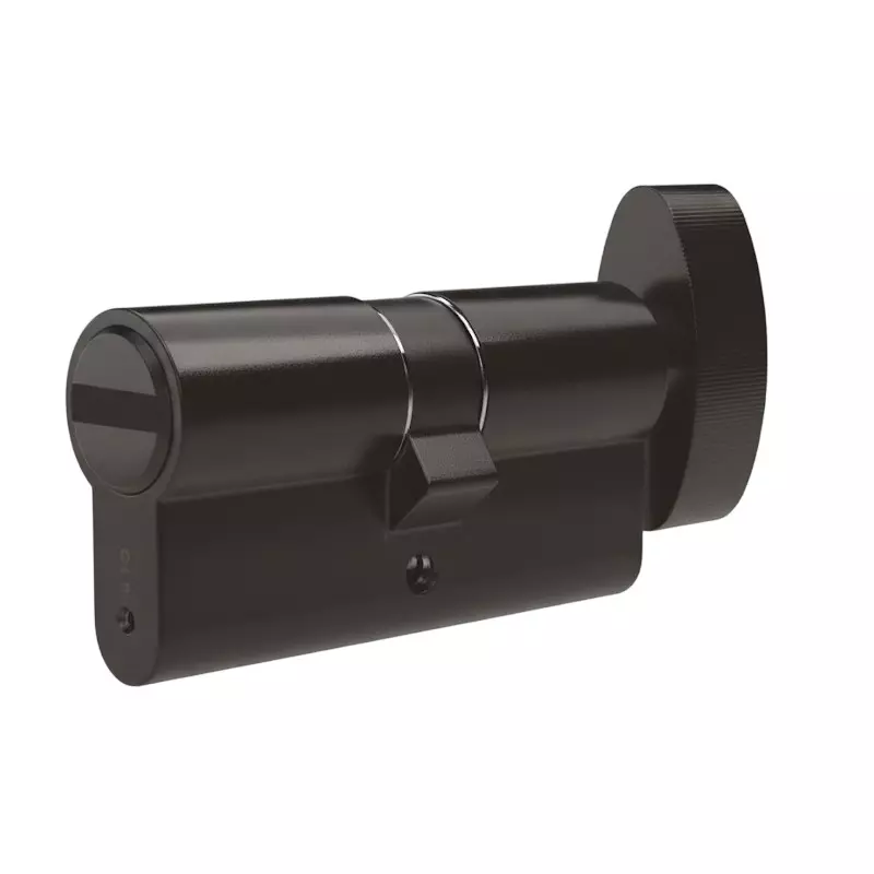 AIDO XL-C Euro Profile Cylinder with Thumbturn and Coin Operation Brass 70 mm Glossy Black PVD Finish, XL-C 2618