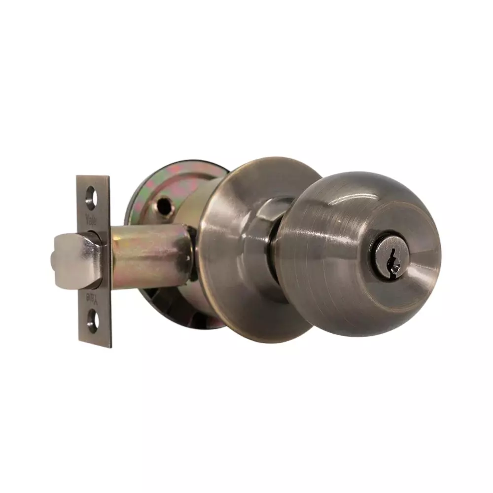 Yale Cylindrical Knob 60/70 mm B/S Adjustable Antique Brass Finish Entrance Function, CA5127 US5 60/70BS
