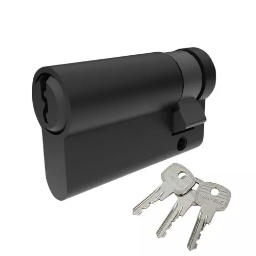 Hafele Brass Single Cylinder Lock Euro Profile 31+10 mm Size with 3 Keys Matte Black Finish, 916.88.869