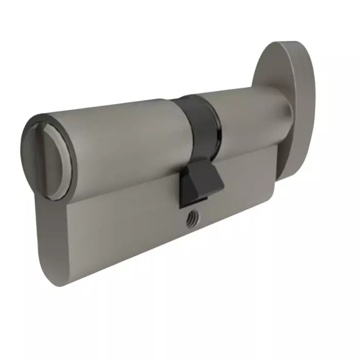 Hafele Brass Privacy Cylinder Lock Thumb Turn Inside + Emergency Release Outside Euro Profile (Without Key) 62 mm Size Nickel Matte Finish, 916.88.885