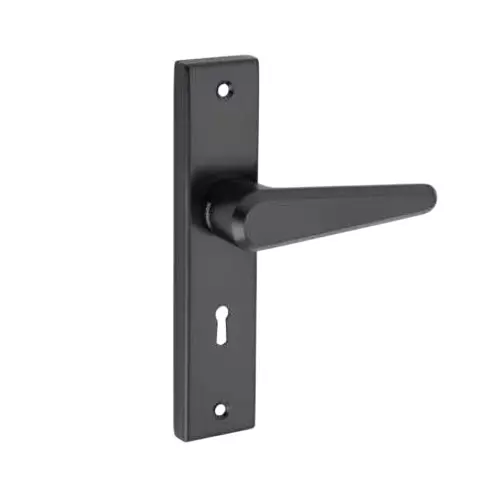 Jainson Locks Ss + Zinc / Alm Nova Cylinder Mortise Handle Lock Set Normal 60 mm Cylinder Size & 200 mm Size Jet Black Finish, 423