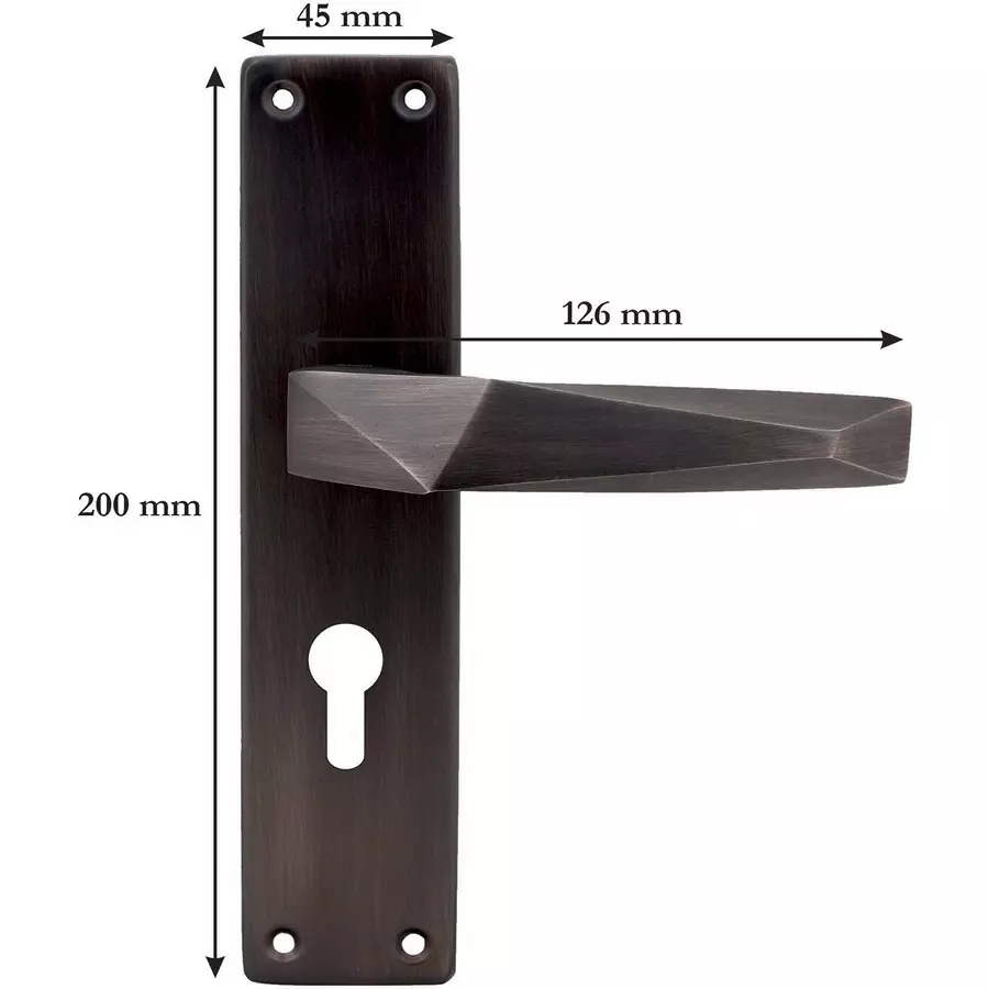 Atom Iron Brown Door Handle Lock Set, MH-WIH806-CY-BM-BSK-08