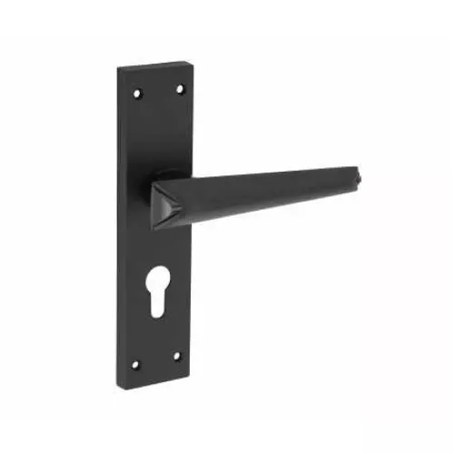 Jainson Locks Saga Roca Cylinder Mortise Handle Lock Set 62 mm x 250 mm Jet Black + Black Finish, 567