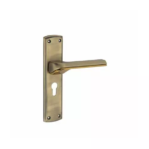 Jainson Locks Full Zinc Liva Cylinder Mortise Handle Lock Set 60 mm x 200 mm Matt Antique + Gold Finish, 912