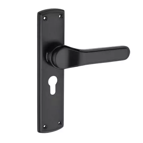 Jainson Locks Full Zinc Marco Cylinder Mortise Handle Lock Set Ultra 62 mm Cylinder Size & 200 mm Size Jet Black + Black Finish, 983
