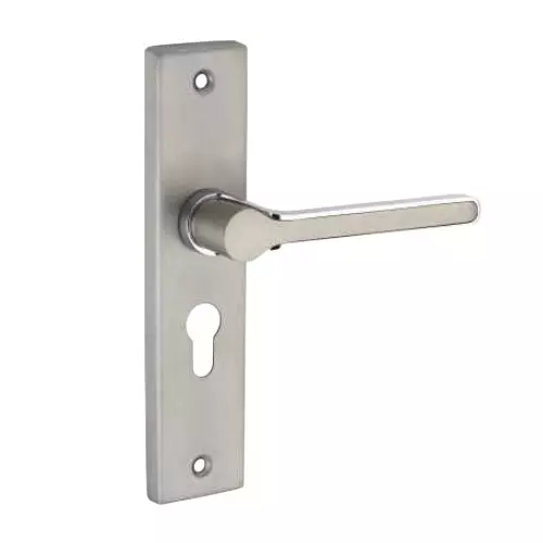 Jainson Locks Ss + Zinc / Alm Plum Cylinder Mortise Handle Lock Set Normal 60 mm Cylinder Size & 200 mm Size Matt Satin Finish, 458