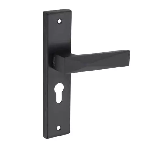 Jainson Locks Ss + Zinc / Alm Peak Cylinder Mortise Handle Lock Set Normal 60 mm Cylinder Size & 200 mm Size Jet Black Finish, 442