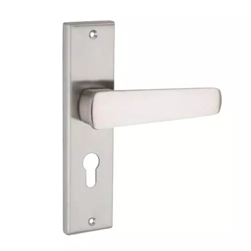 Jainson Locks Ss + Zinc / Alm Hugo Cylinder Mortise Handle Lock Set Normal 60 mm Cylinder Size & 250 mm Size Brushed Steel Finish, 404