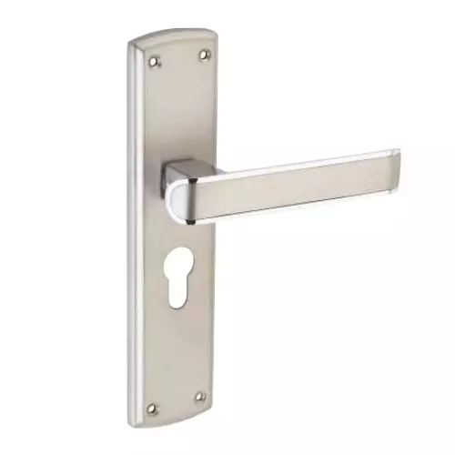 Jainson Locks Full Zinc Aura Cylinder Mortise Handle Lock Set Ultra 62 mm Cylinder Size & 200 mm Size Matt Satin + Cp Finish, 1003