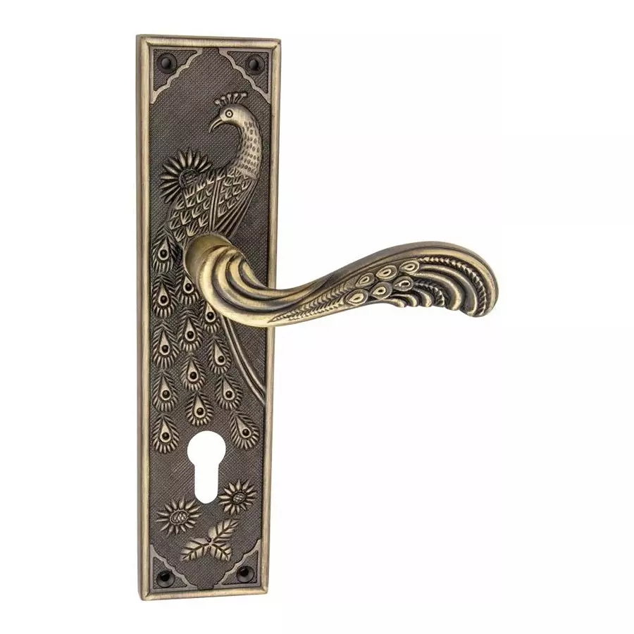 Atom 25.4 cm (10 inch) Zinc Matte Finish Multicolor Door Lock Set, MH-MAYUR-CY-BA-BSK