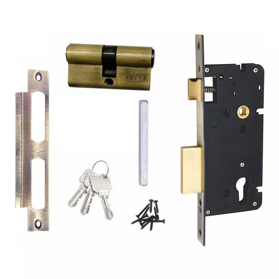 Atom 25.4 cm (10 inch) Zinc Matte Finish Multicolor Door Lock Set, MH-MAYUR-CY-BA-BSK