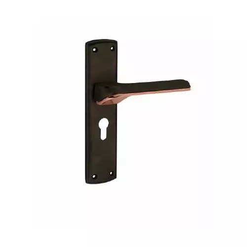 Jainson Locks Full Zinc Liva Cylinder Mortise Handle Lock Set 60 mm x 250 mm Jet Black + Rose Gold Finish, 924