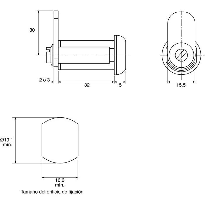 Euro-Locks a Lowe Fletcher group Company Stainless Steel Camlock 32 mm Panel-to-Tongue 19.1x16.6 mm Cutout Key, 1342032