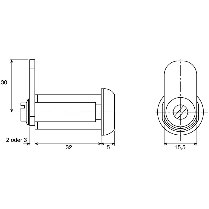 Euro-Locks a Lowe Fletcher group Company Stainless Steel Camlock 32 mm Panel-to-Tongue 19.1x16.6 mm Cutout Key, 1342032