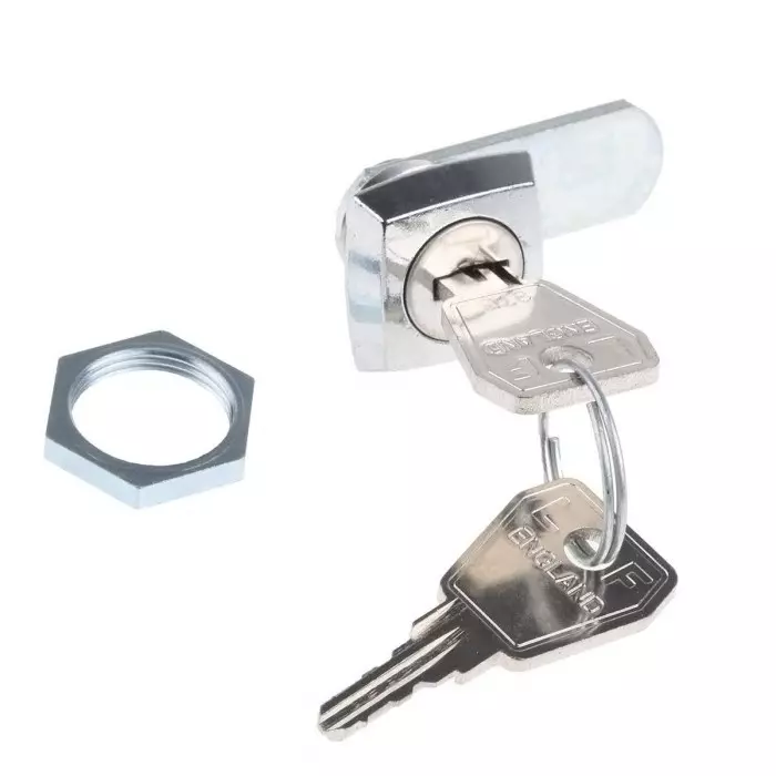 Euro-Locks a Lowe Fletcher group Company Camlock 8 mm Panel-to-Tongue 16.1x13.1 mm Cutout Key Unlock, 207012