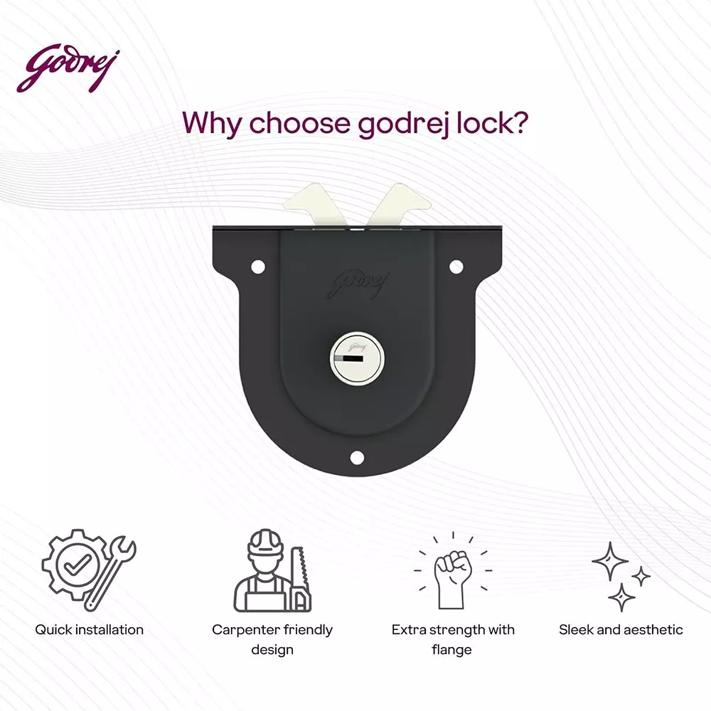 Godrej Wardrobe Lock for Sliding Door Black Finish Finish, 4501