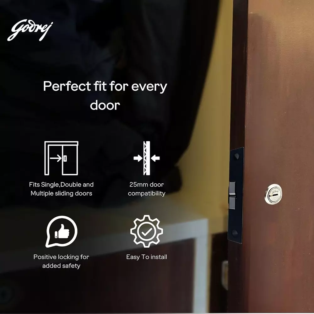 Godrej Wardrobe Lock for Sliding Door Black Finish Finish, 4501