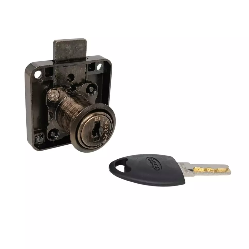 Ebco Premium Square Lock Straight with Receiver Plate Antique Finish and 19 mm Cutout, P-SQL1-22S-782-AQ