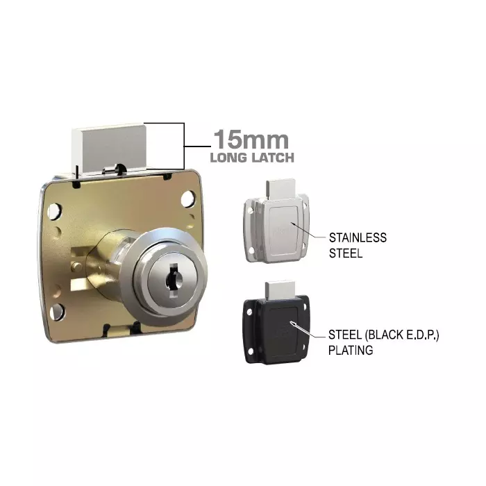 Ebco Securite Drawer Lock with Brass Key Brushed Steel Finish and Size 20 mm, P-SRD-20B