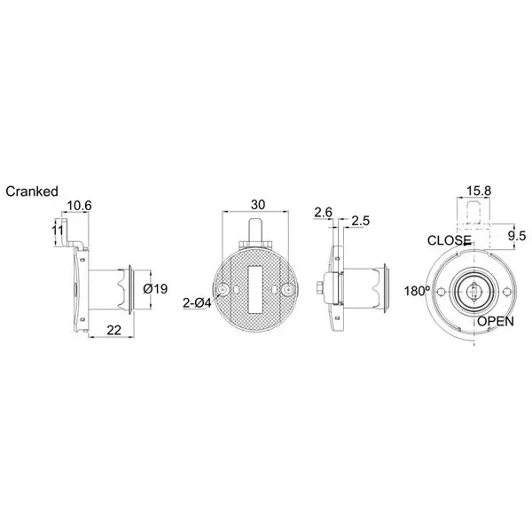 ebco-target-multi-purpose-lock-round-cranked-nickel-plated-finish-and-click-action-mechanism-e-mpl1c-22