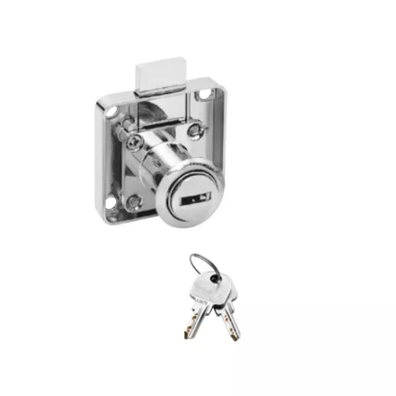 OZONE Multi Drawer Lock 22 mm Door Thickness Nickel Steel Key Material 22 mm Barrel Length Zinc Die Cast Lock, OE-MPL-11S 22MM NP