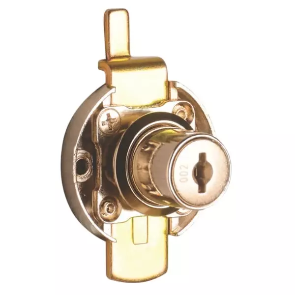 Ebco Premium Multipurpose Lock Round Cranked with Receiver Plate Nickel Plated Finish and 19 mm Cutout, P-MPL1C-22