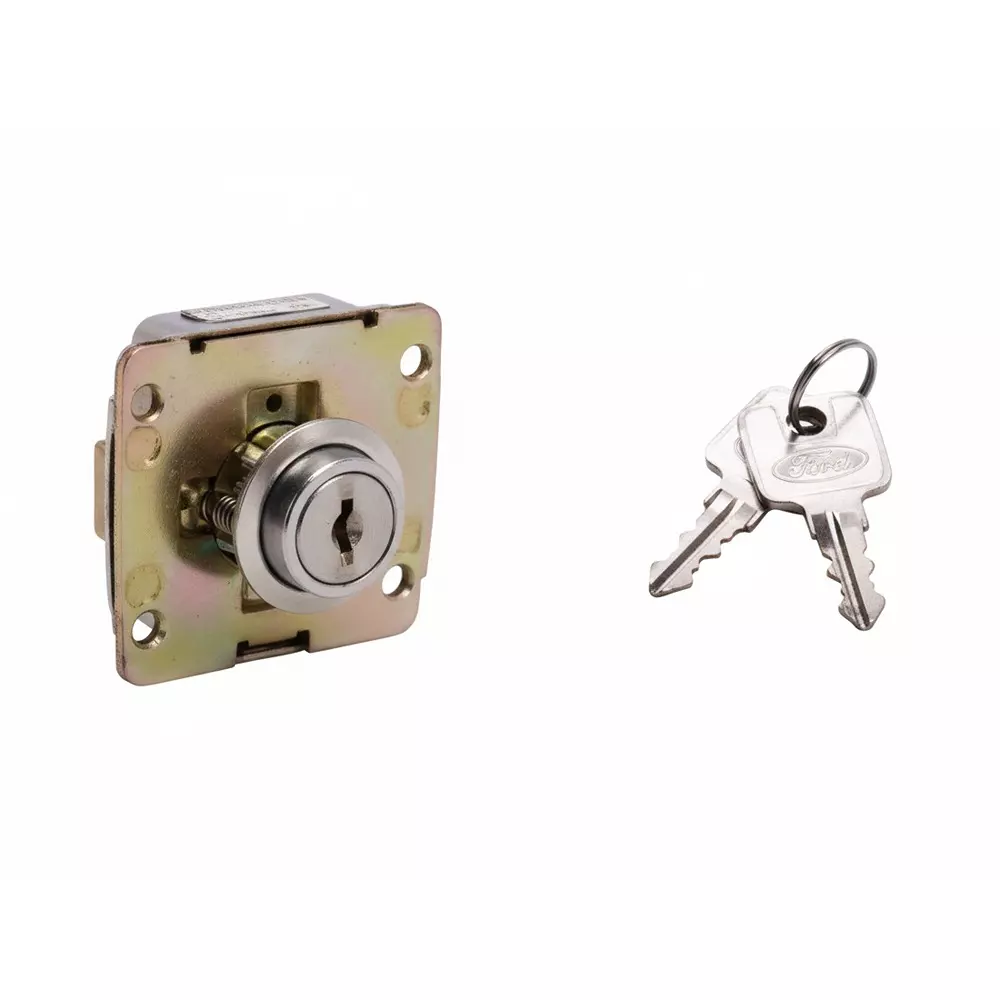 Ebco Securite Drawer Lock with Brass Key Brushed Steel Finish and Size 16 mm, P-SRD-16B