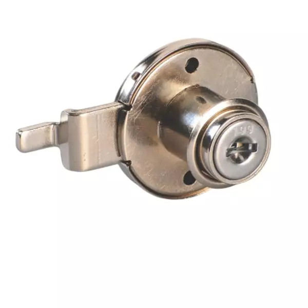 Ebco Target Multi Purpose Lock Round Cranked with Metal Keys Nickel Plated Finish and Click Action Mechanism, E-MPL1C-22-M