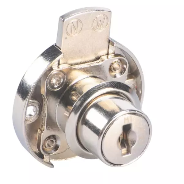 Ebco Premium Multipurpose Lock Round with Receiver Plate Nickel Plated Finish and 19 mm Cutout, P-MPL1-22