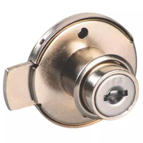 Ebco Target Multi Purpose Lock Round Straight with Metal Keys Nickel Plated Finish and Click Action Mechanism, E-MPL1-22-M