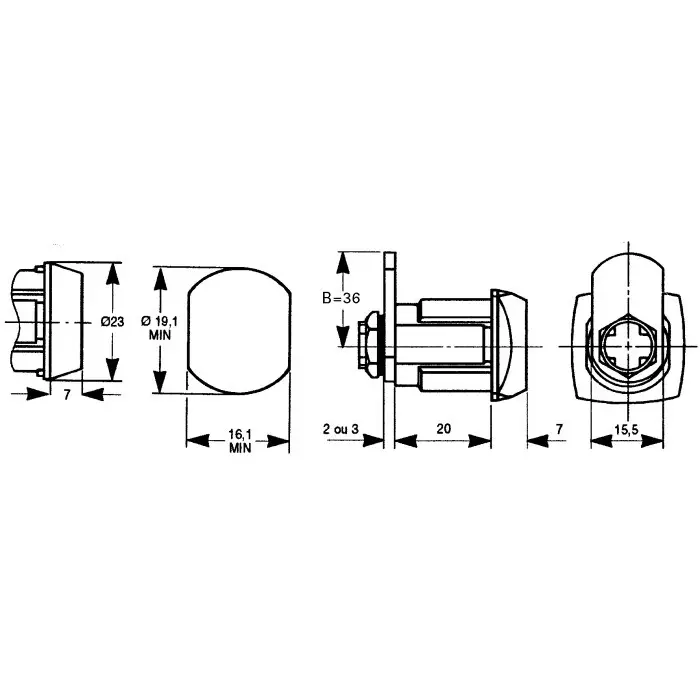 Euro-Locks a Lowe Fletcher group Company Camlock 20 mm Panel-to-Tongue 19.1x16.1 mm Cutout Key Unlock, 0806/51/2