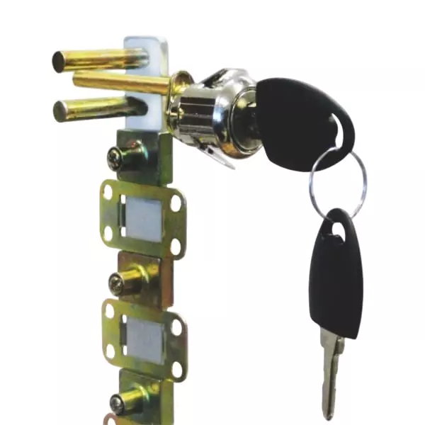 Ebco Premium Front Multi Drawer Lock Nickel Plated Finish, 580 mm Length and 19 mm Cutout, P-FMDL-58-22